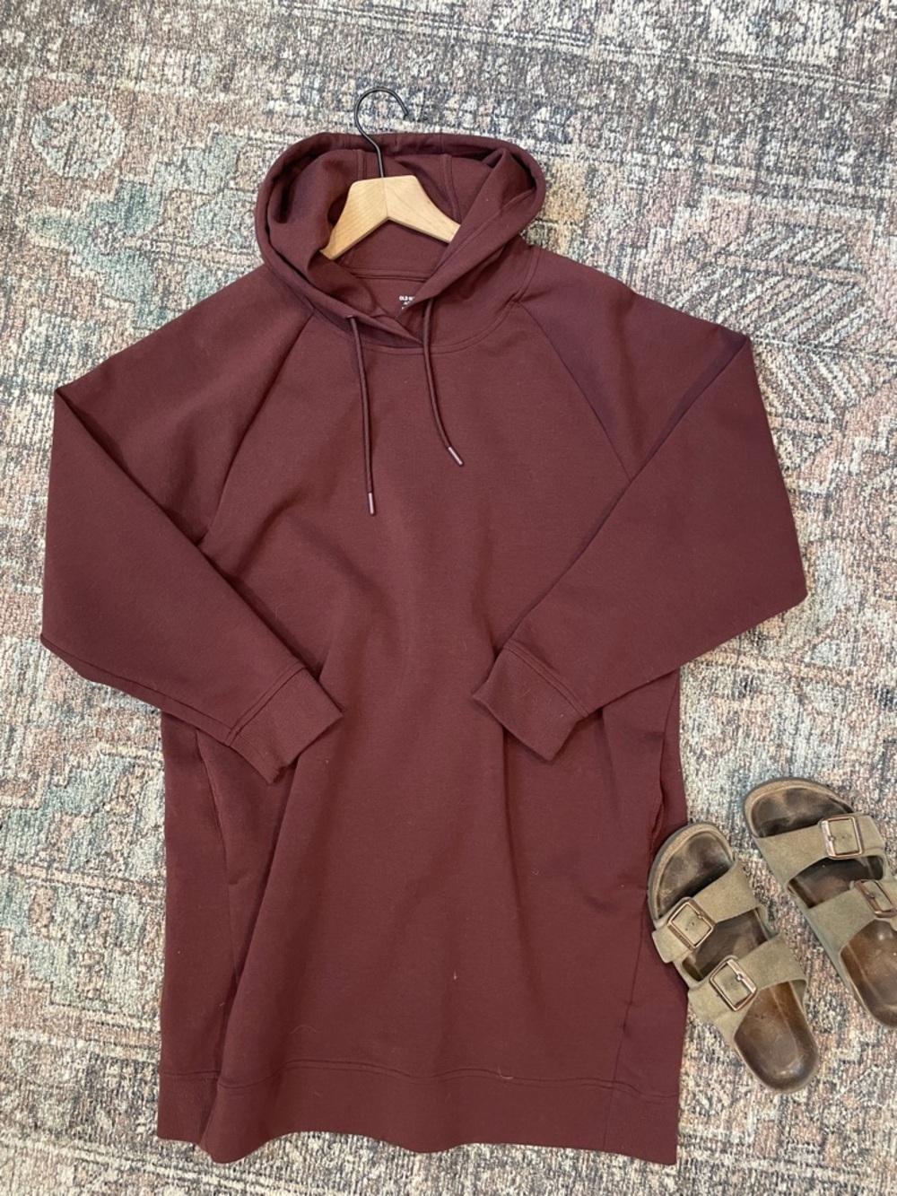 Old Navy Active Hoodie Dress Red Oversized Pullover Sweatshirt Dress Casual L